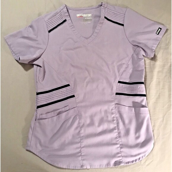 Grey's Anatomy by Barco Moto Scrub Women's Small Lavender Short Sleeve Top - Picture 1 of 7